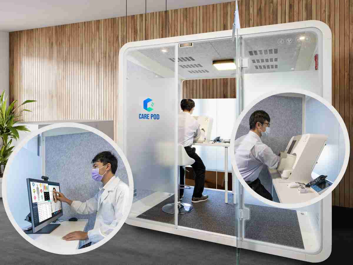 达擎于医疗科技展中展出＂远距诊疗舱＂，，以因应医疗数字化及社会高龄化趋势下、、、复诊及慢性病患等族群对于远距看诊需求逐渐升高所推出的创新整合方案。。。多功能合一、、高隐私性的远距诊疗舱可根据病患端与医师端的不同需求，，，，提供弹性化及客制化功能，，节省医生和病患的精力及时间